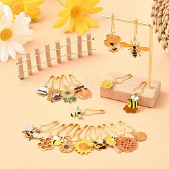 20 шт. эмалированный маркер для застежки-молнии с изображением пчел&nbsp;HJEW-CJ00066