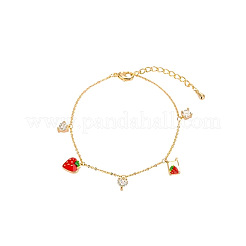 Латунные браслеты с подвесками в виде клубники из микрофибры с кубическим цирконием для женщин&nbsp;WH-WG7C0FD-01