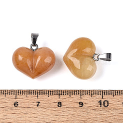 Массивные подвески в форме сердца из натурального топаза и нефрита&nbsp;G-T143-19E