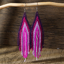 Серьги-кисточки из бисера ручной работы из богемного стекла&nbsp;AE7424-1