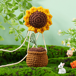 Подвесное украшение крючком в виде подсолнуха AJEW-WH0475-35