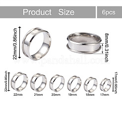 6 шт. 6 размера оправы для колец из нержавеющей стали с канавками STAS-YS0001-18P