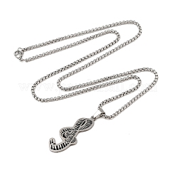 201 нержавеющая сталь эмалированная музыкальная нота подвеска коробка цепочка ожерелье NJEW-M076-01P-01