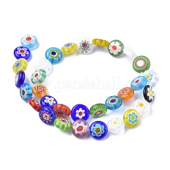 Плоские круглые стеклянные бусины ручной работы MILLEFIORI X-LK-R004-21