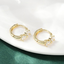 Серьги-кольца с бантом из латуни с микропаве из прозрачных кубических цирконий EJEW-L299-04G