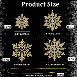 36шт снежинка пластиковая подвеска украшения&nbsp;DIY-CP0013-33C