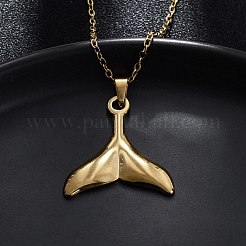 Ожерелья с подвеской в виде хвоста кита из нержавеющей стали 304&nbsp;NJEW-M096-18G