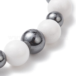 Браслеты из натурального машанского нефрита и немагнитного синтетического гематита с бусинами для женщин&nbsp;BJEW-JB13138