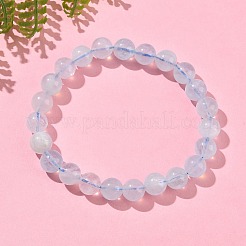 Браслеты из натуральных круглых бусин аквамарина для мужчин и женщин BJEW-U034-01C-02