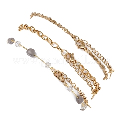 Браслеты на ногу из натуральных самородков морганита и звеньев цепи из нержавеющей стали 304&nbsp;AJEW-AN00743-02