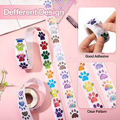 2 рулон 2-цветных бумажных наклеек с отпечатками собачьих лап&nbsp;DIY-TA0011-56