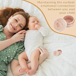 Круглые деревянные коробки для хранения пуповины с резным узором в виде розы&nbsp;AJEW-WH0695-249