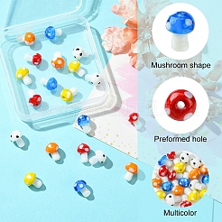 20шт 5 цвета грибы бусины лэмпворк ручной работы нити LAMP-YW0001-23