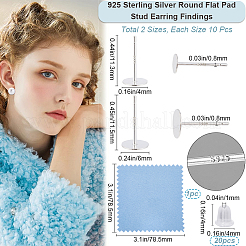 20 шт. 925 круглые плоские серьги-гвоздики из стерлингового серебра DIY-BBC0001-81