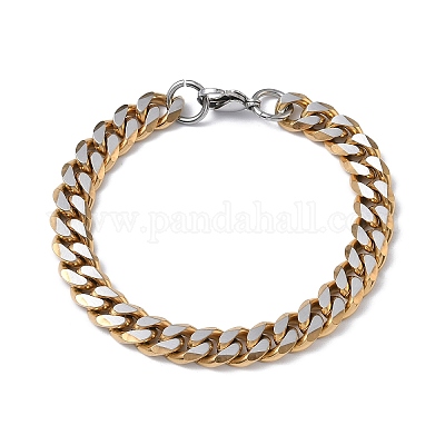 Браслеты из кубинских звеньев из нержавеющей стали 201/304 для унисекс BJEW-F522-04G-1