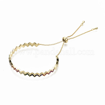 Латунь микро проложить кубический цирконий слайдер браслеты BJEW-S142-030-NF-1