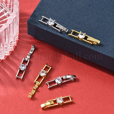 12 шт. 2-цветная стойка с покрытием из латуни с микропаве прозрачный кубический цирконий складные застежки KK-BBC0021-34-1