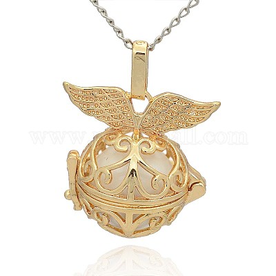 Золотой тон латунь полые круглые подвески KK-J237-07G-1