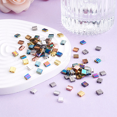 200шт 10 цвета гальванических стеклянных бусин SEED-CD0001-03A-1