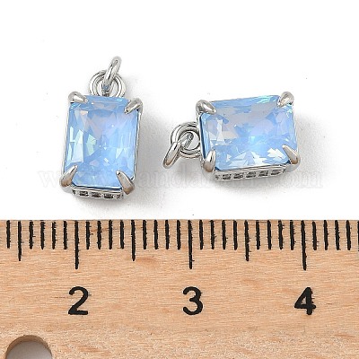 Подвески из латуни с микропаве из кубического циркония и стеклянным кристаллом KK-Q039-02P-1