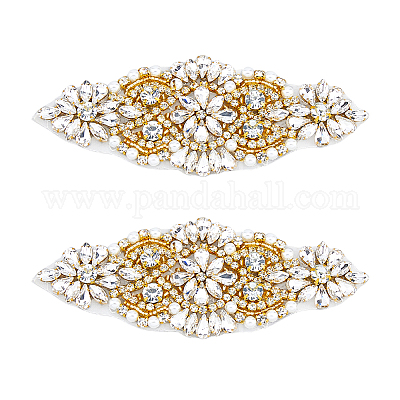 2 шт. сплав с украшением из стразов DIY-FH0006-82G-1