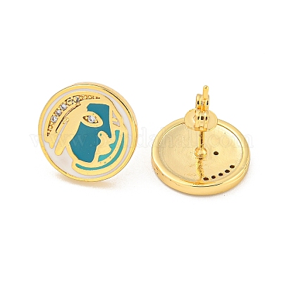 Серьги-гвоздики из латуни с покрытием из настоящего золота 18 карат в форме человека EJEW-L269-062G-1