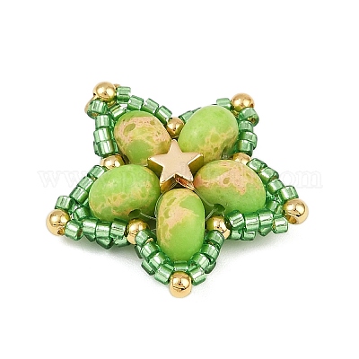 Подвески из стеклянного бисера ручной работы и синтетических окрашенных бусин императорской яшмы PALLOY-MZ00752-1