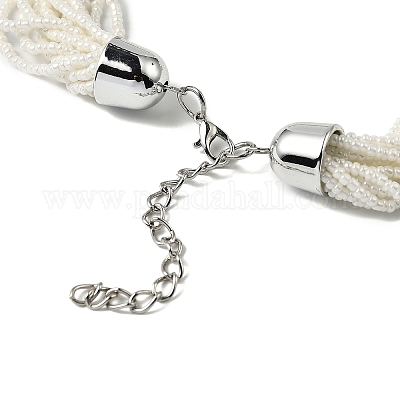 Многорядные ожерелья из стеклянных бусин в стиле бохо NJEW-H063-01P-03-1