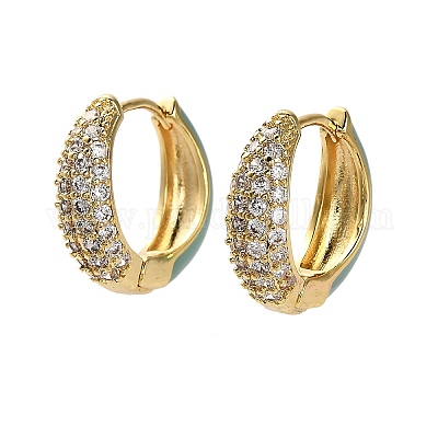 Латунные серьги-кольца из прозрачного кубического циркония EJEW-P308-07G-1