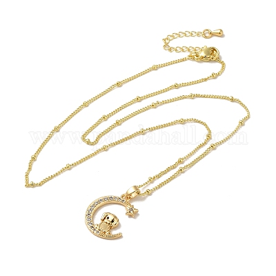 Ожерелья с подвесками из латуни с прозрачным фианитом и прозрачным фианитом NJEW-K269-05G-12-1