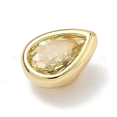 Кабошоны из кубического циркония в форме капли из латуни с микропаве&nbsp;KK-P345-13G-B06-1
