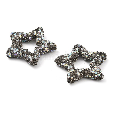 Звездообразные полимерные глиняные бусины со стразами CLAY-NH0001-06-1