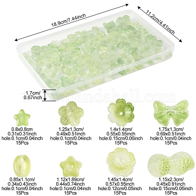 120шт 8 стиля прозрачные стеклянные бусины DGLA-FS0001-17-1