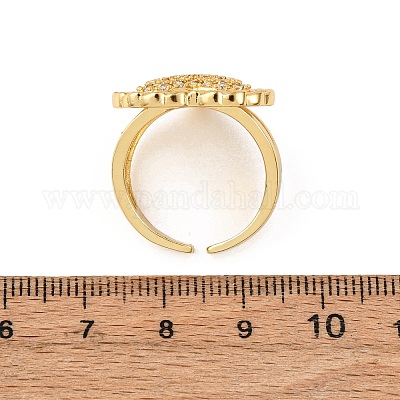 Регулируемые латунные кольца-манжеты с микропаве из кубического циркония для женщин RJEW-B139-08G-01-1