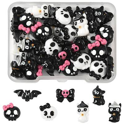 42 шт. 7 стиля Хэллоуин непрозрачные смоляные кабошоны CRES-FS0001-31-1