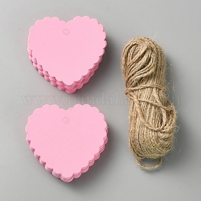 100 шт. подарочные бирки в форме сердца из бумаги с кружевной окантовкой CDIS-WH20005-01D-1