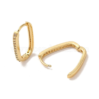 Латунные серьги с кубическим цирконием для женщин EJEW-E301-12G-1