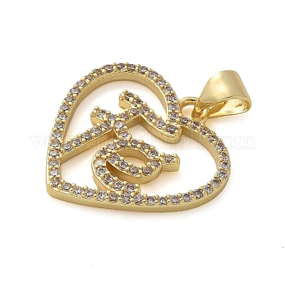 Латунные микропаве прозрачные подвески с фианитом KK-M319-22G-02-1