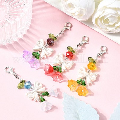 4 шт. подвеска из искусственного жемчуга и стекла АБС HJEW-TA00352-1