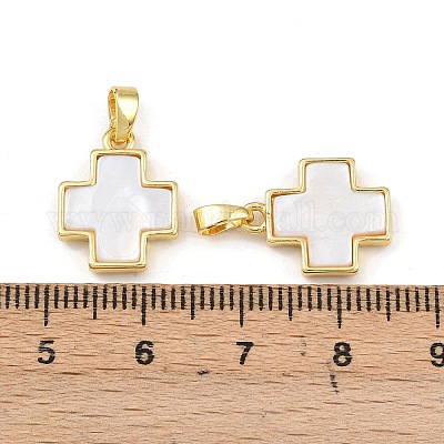 Подвески из натуральной латуни из ракушки пауа KK-U025-03G-01-1-1