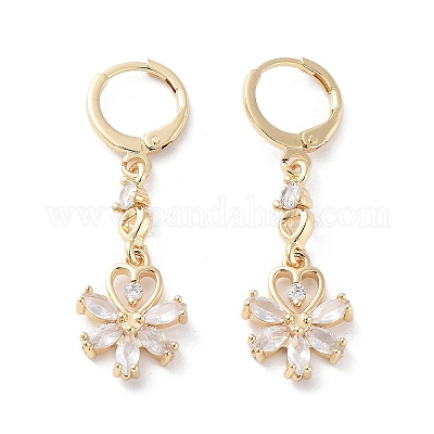 Серьги с подвесками из золотой латуни EJEW-A030-01K-G-1