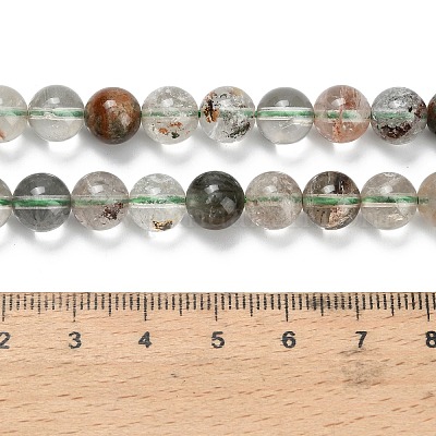 Натуральный зеленый lodolite кварц бисер пряди G-L642-B06-8mm-1