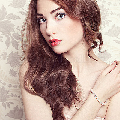 2 нити окрашенных в духовке стеклянных перламутровых круглых бусин HY-HY0001-05-1