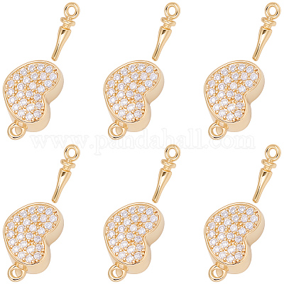 6 шт. латунные застежки-коробочки с микропаве из прозрачного кубического циркония KK-BBC0019-67-1