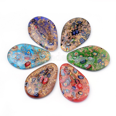 Ручной золотой песок Lampwork большие кулоны LAMP-R138-07-B-1