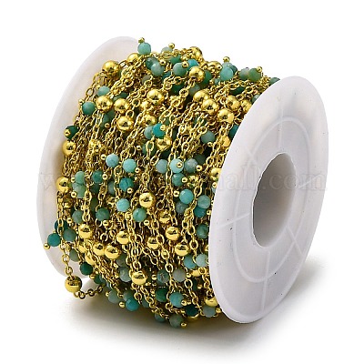 Цепочки из граненого натурального амазонита ручной работы из бисера CHC-L050-02G-08-1