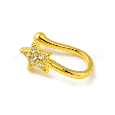 Клипса со звездой из прозрачного кубического циркония на кольце в носу AJEW-F059-16G-1