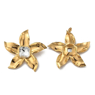 Серьги-гвоздики из нержавеющей стали 304 с кубическим цирконием EJEW-Z084-12G-1