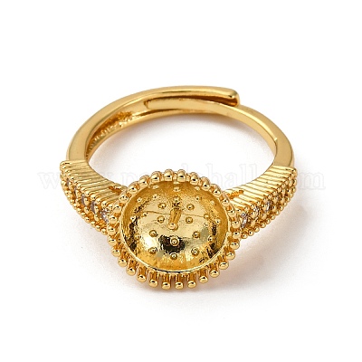Круглые латунные микропаве прозрачные кубические цирконии регулируемые настройки колец KK-D378-35G-1