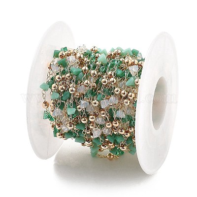 Цепочки из латунных и стеклянных бусин ручной работы CHC-L051-03KCG-03-1